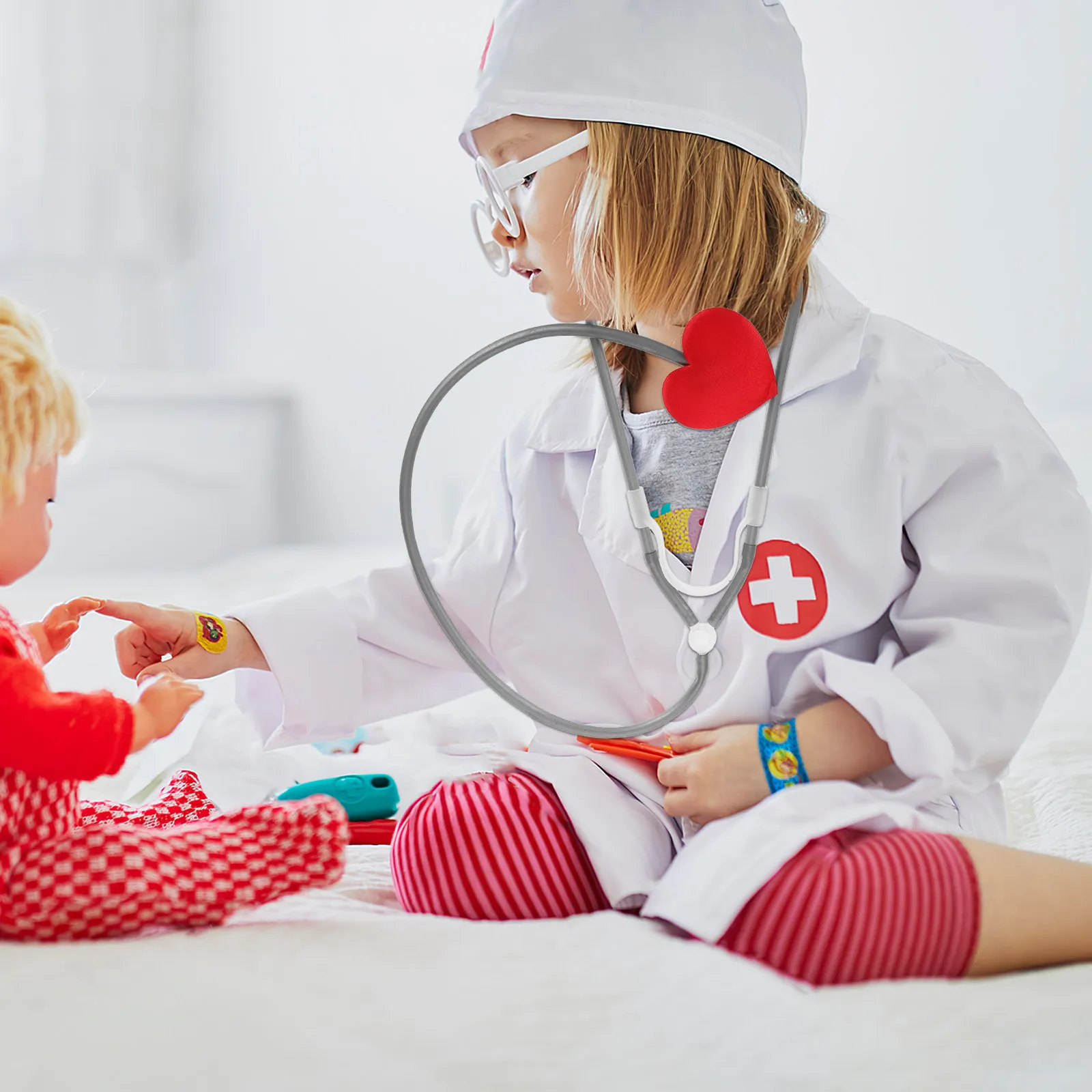 Realistic Stethoscope for Kids Toddler Doctor Play Set Pretend Medical Tool Learning Science Interest Development Parent Child