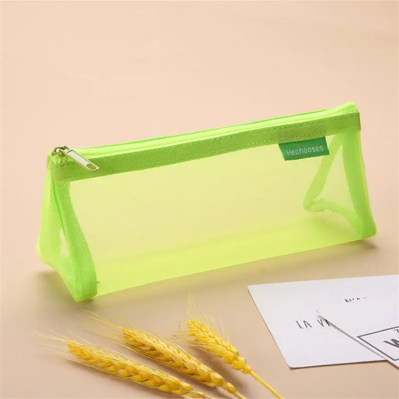 Mesh Pencil Case Transparent Pencil Case Kawaii Cute Simple Beautiful Bag Organizer Office Student Stationery School Supplies