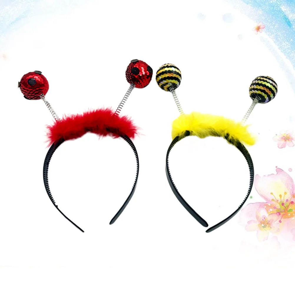 

2Pcs Hair Bands Comfortable Fit Non Slip Headdress Party Supplies Cosplay Performance Hair Hoops Yellow Red