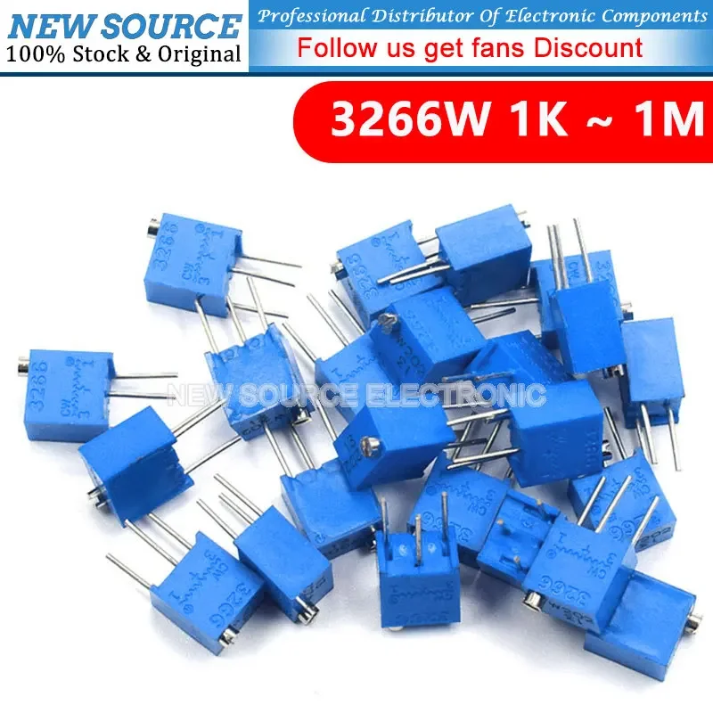 10PCS 3266W Adjustable Precision Potentiometer 1K 2K 5K 10K 20K 50K 100K 200K 500K 103 1M 3266 NEW SOURCE STOCK