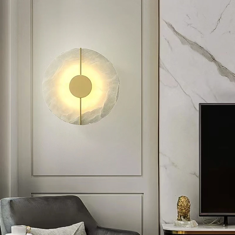 

Nordic Modern Creative Marble Wall Lamp For Living Room Brass Home Indoor Decoration Led Bedroom Bedside Wall Lamps