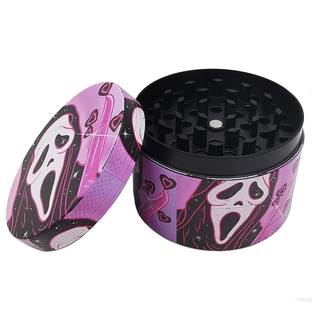 Metal Grinder Herb 4 Layer 63MM 2.5 Inches Cartoon XXL Smoke Acceesories Pattern Halloween Gift Ghost Pink