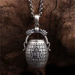 925 silver Opened Retro Creative Hollow Out Copper Coin Pendant Double Dragon Head Handle Necklace for Men and Women Jewelry