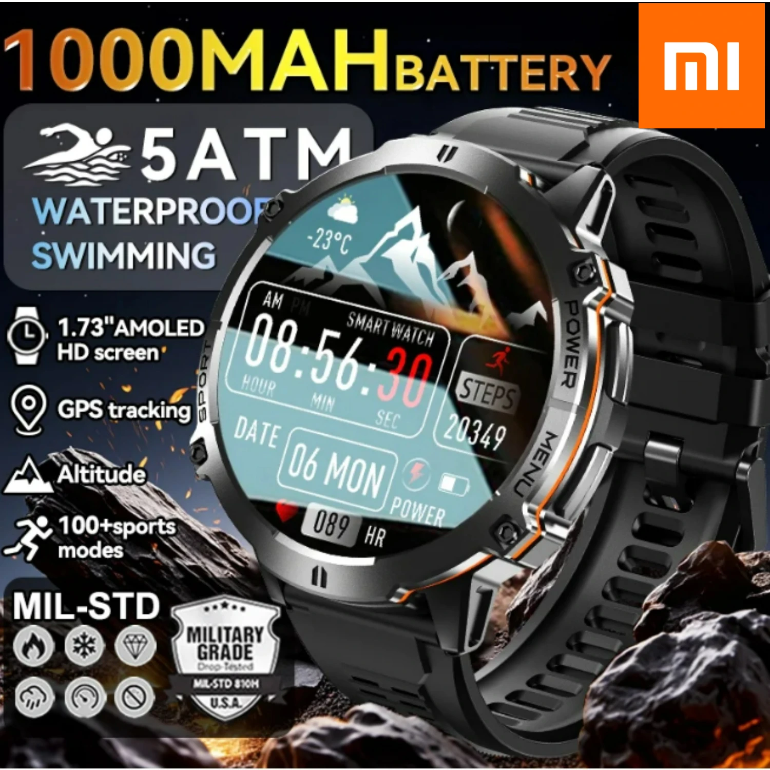 Xiaomi nuevo militar t-rex 3 Bluetooth llamada reloj inteligente brújula altímetro barométrico 10ATM impermeable deportes relojes inteligentes hombres