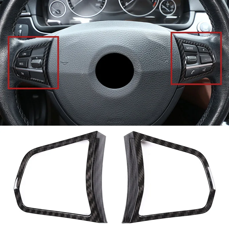 Für BMW 5er 7er Serie F10 520 525 2011-2017 Carbon-Optik Auto-Zubehör Innenraum-Dekoration ABS Lenkrad-Knopfabdeckung