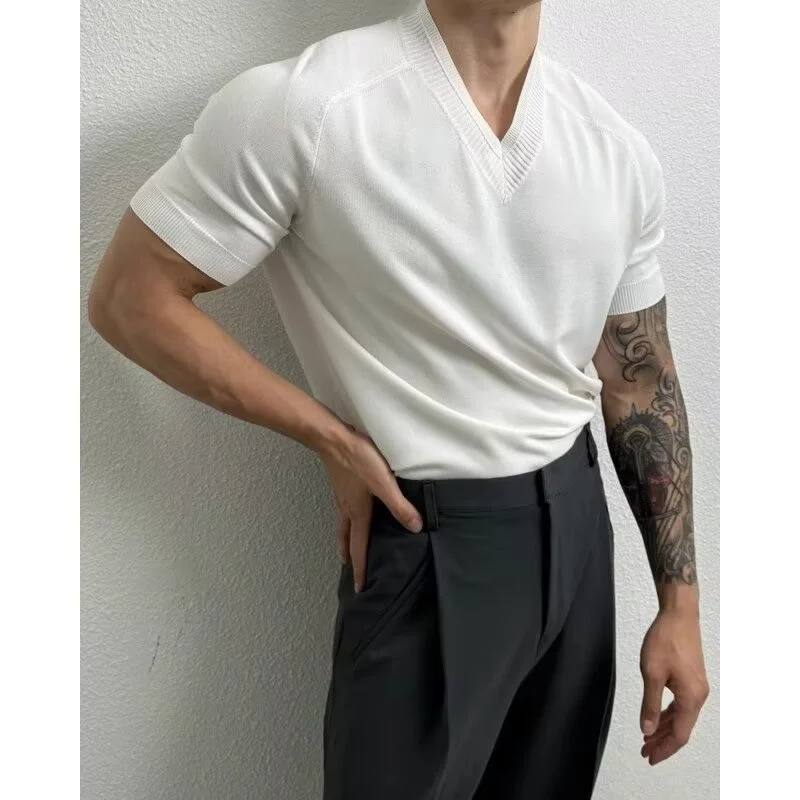 

Футболка American Sle Hard Man Silk Cotton Ice Silk Muscle Men V-Ne Design ort Sve Cool Feeling Дышащая трикотажная футболка...
