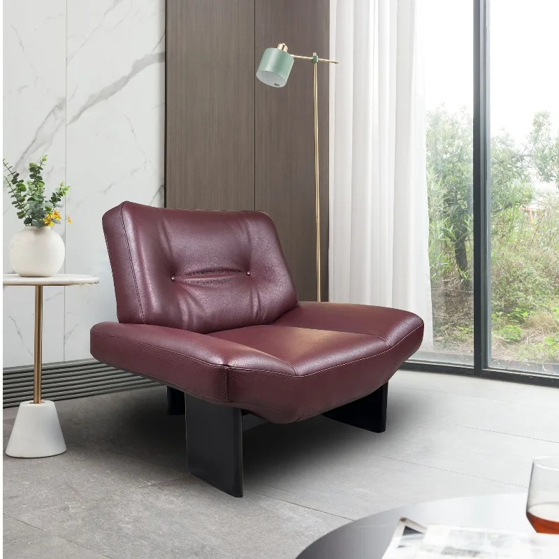 Mid-Century Casual Leather Atmosphere Hotel Living Room Sofa Chair Bedroom Lazy Chair High-End