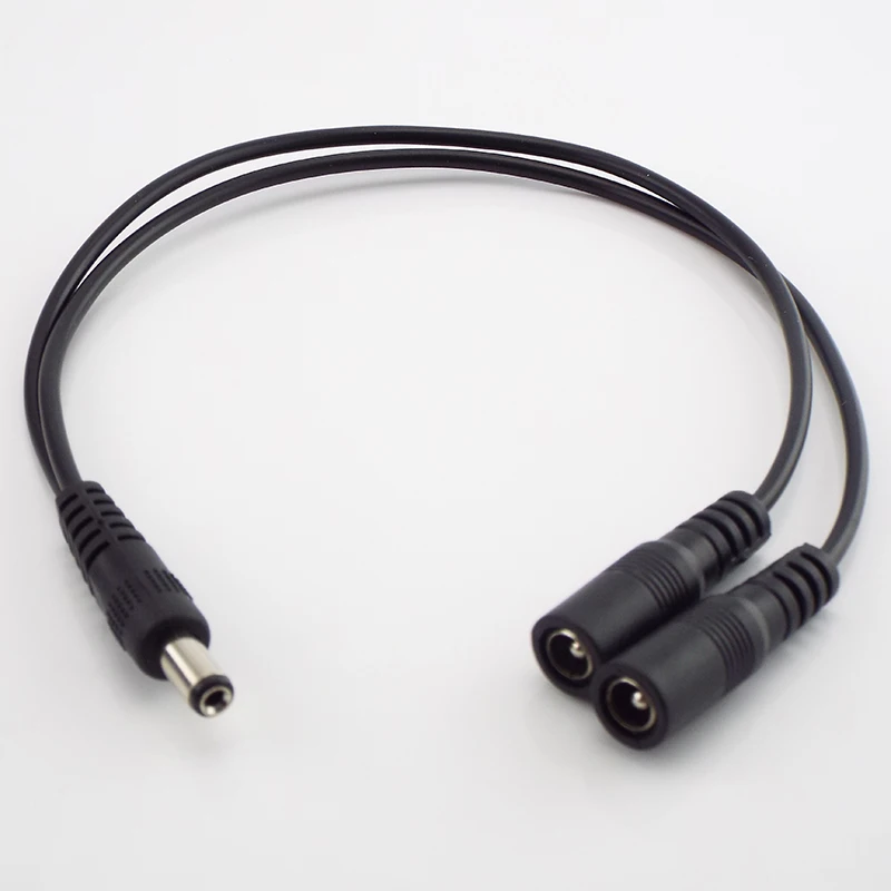 1 Male to 2 Female Way Connector DC Plug Power Splitter Cable for CCTV LED Strip Light Power Supply 5.5mm*2.1mm Adapter