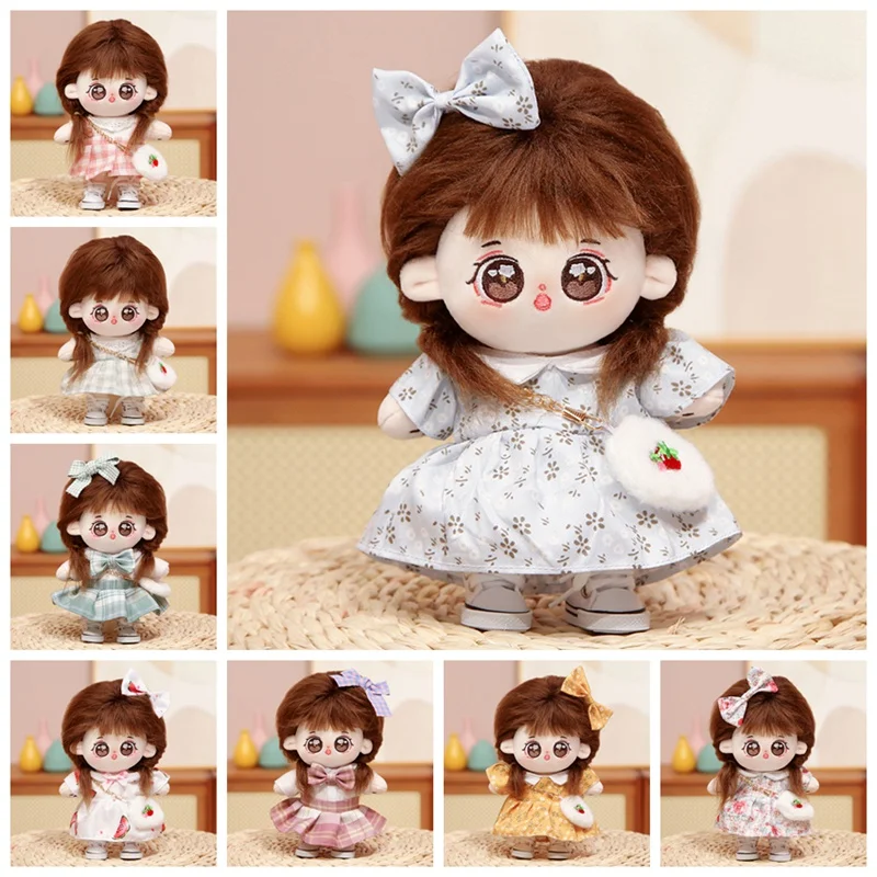 

20cm Cute Lolita Dress Suit Girl Plush Doll Kawaii Stuffed Customization Figure Idol Cotton Dolls DIY Clothes Accessories Toys