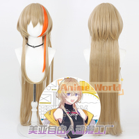 Vtuber Fura Kanato Cosplay Wig 80cm Long Yellow Orange Heat Resistant Synthetic Hair Halloween Party Carnival Headwear + Wig Cap