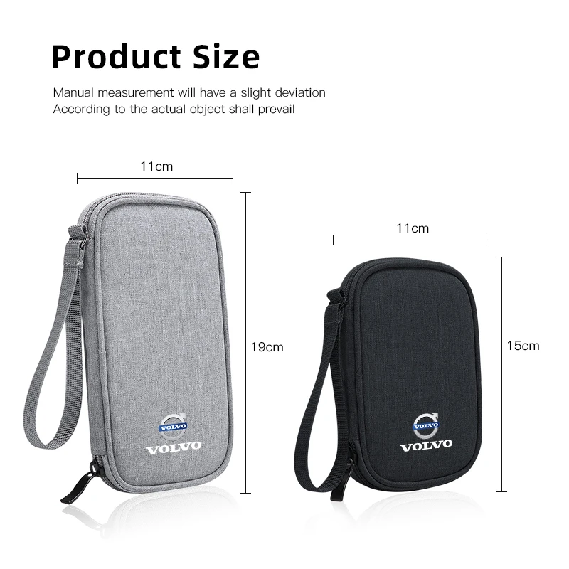 Car Storage Bag Travel Zipper Bag Data Cable Headphone Storage Box For Volvo V60 V40 XC90 S60 C30 XC60 V50 V70 S90 XC40 S80 V90