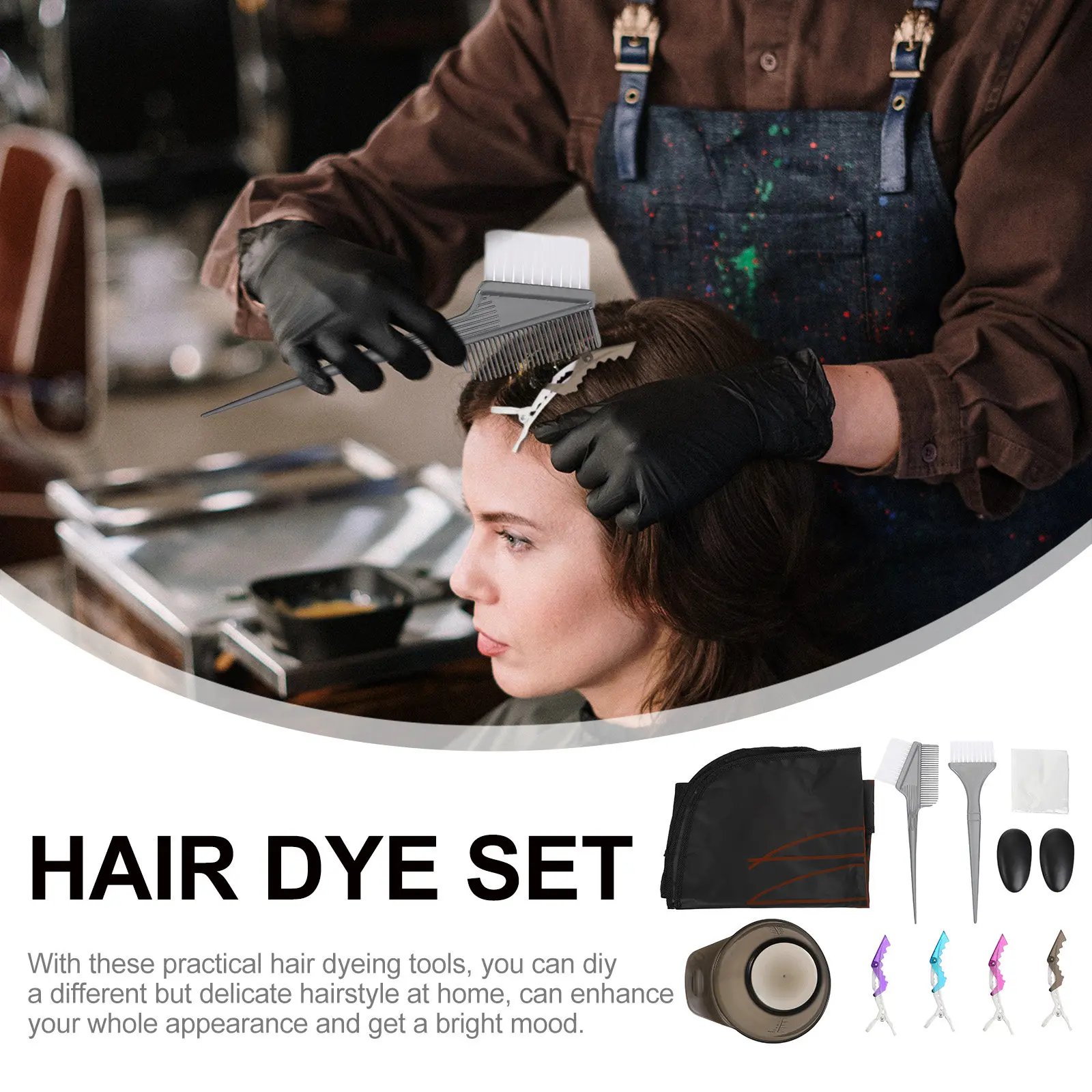 1 set 1 Dyeing Hair Dye Set Kit Premium Hair Coloring Tools For Diy Home Salon Use Styling Comb Bowl Tinting Brush Set