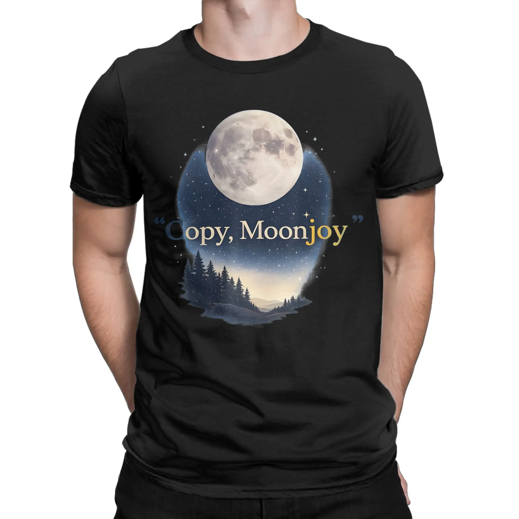 Men Women's Copy Moon Joy Funny T Shirt  Cotton Clothes Novelty Short Sleeve Crewneck Tees Printed T-Shirt