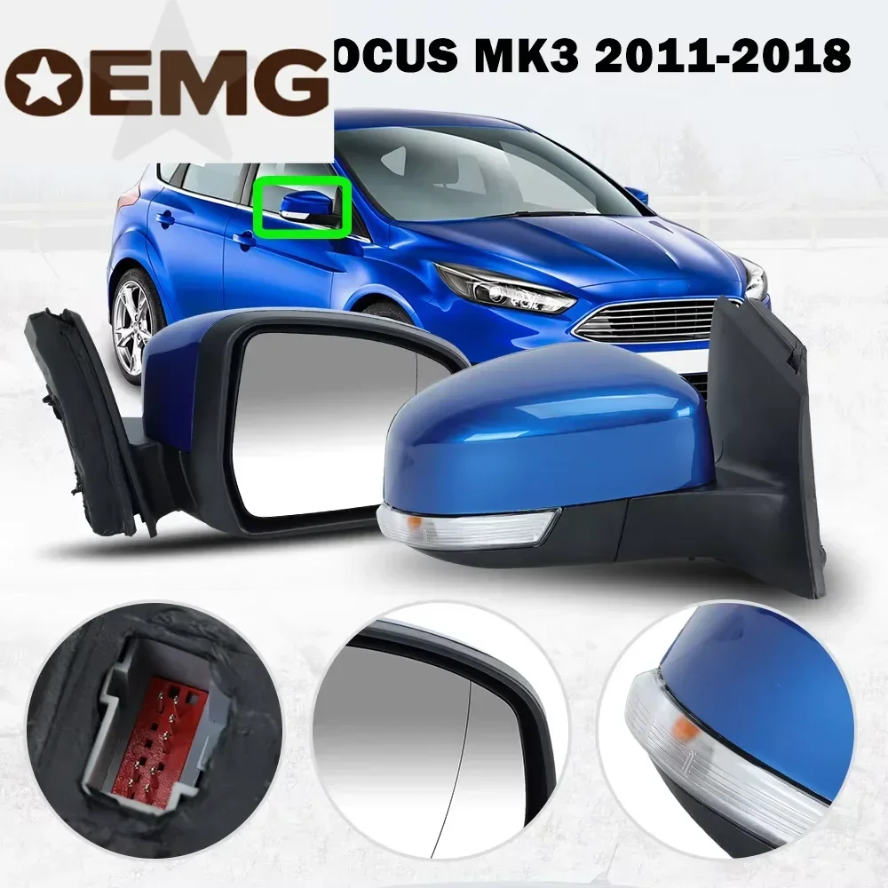 Боковое зеркало заднего вида в сборе для Ford focus mk3 EU 2011-2018, зеркало боковой двери с электроприводом и подсветкой, аксессуары