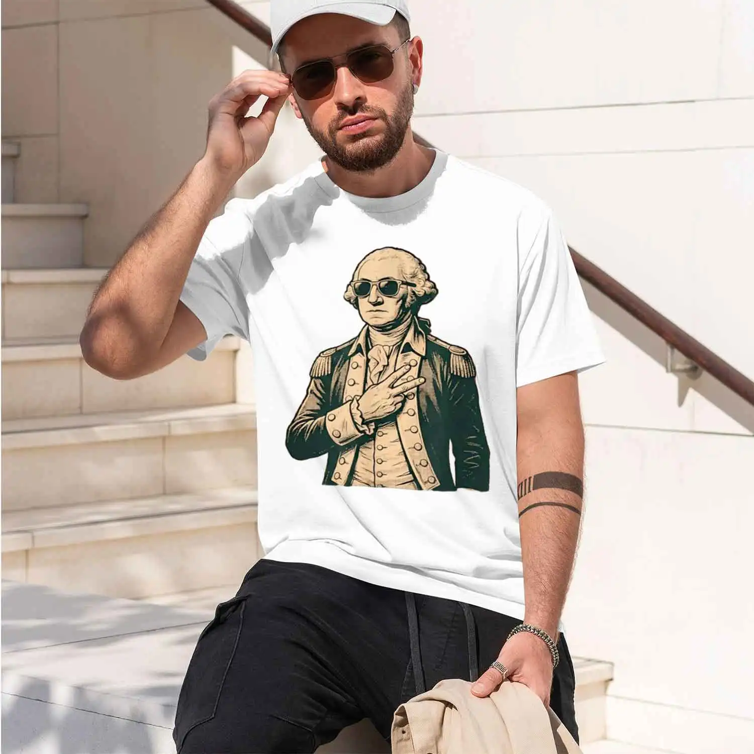 George Washington Two Fiddy 250 Anniversary Funny July 4Th T-Shirt Summer Short-Sved Breathable Sweat-Wking Versatile 2026 New M