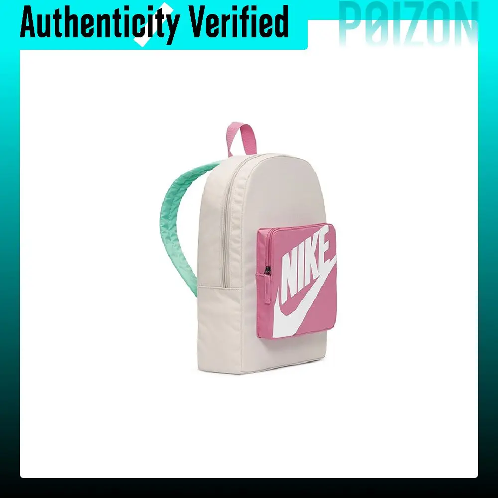Mochila Nike de poliéster, modelo estándar para mujer, en color rosa y blanco, BA5928-104.