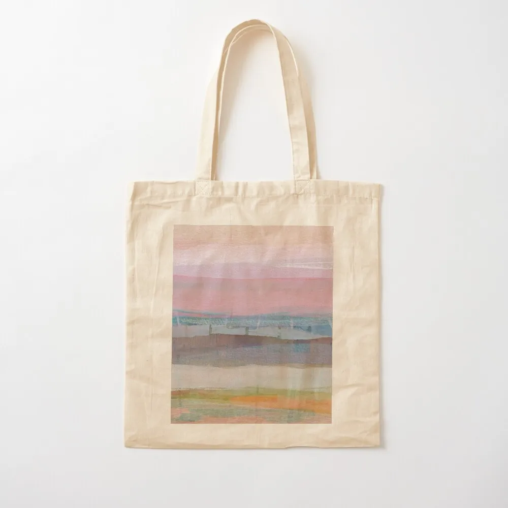 الألوان الساحلية 4 - حقيبة يد قماشية باللون الوردي/الأزرق/الأرجواني كبيرة الحجم