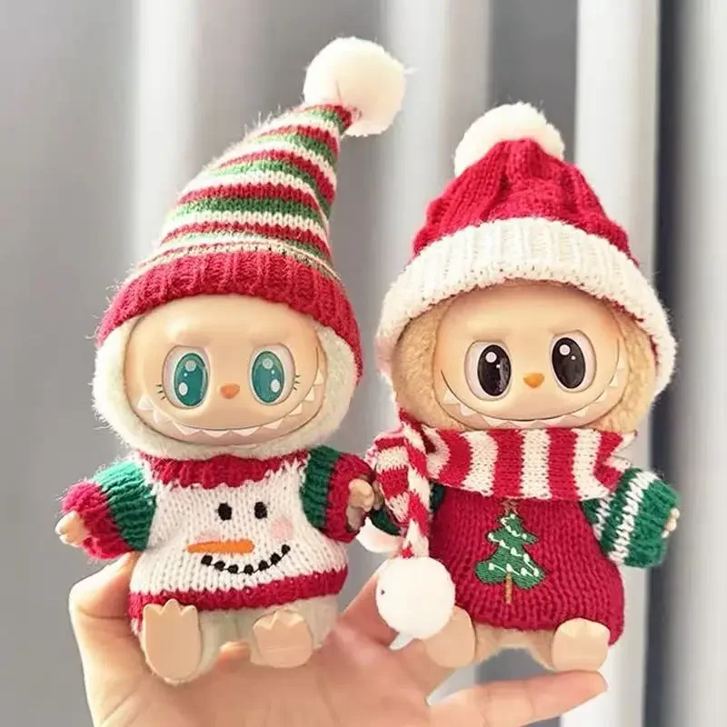Mini vestiti per bambole Accessori per abiti per la Corea Kpop Exo Labubu Idol V1 V2 Natale Cookie Man Maglione Cappello Abiti di Capodanno