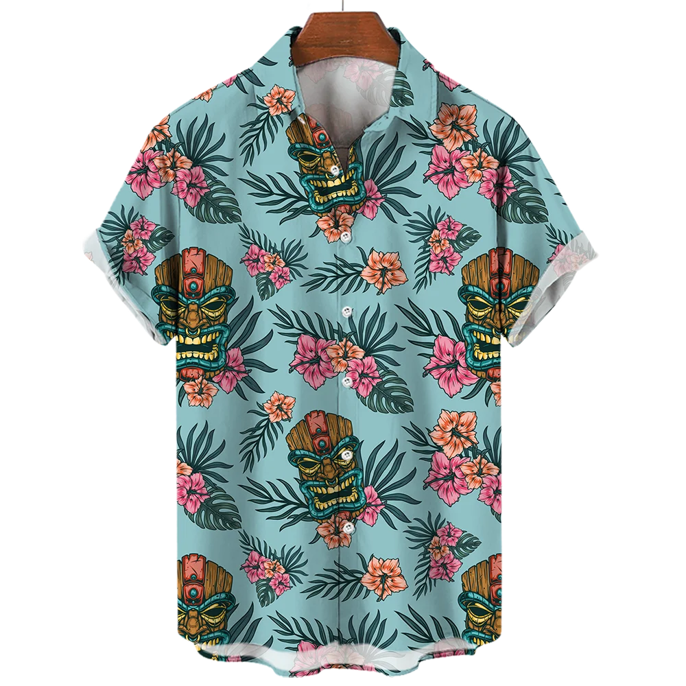 2023 Men\'s Hawaiian 3d Shirts Streetwear Short Sleeve Cotton Oversized Summer Camisa Floral Masculina Blouse Retro