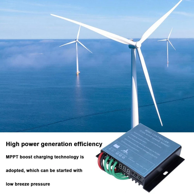 Wind Driven Generator Controller 12/24V 800W MPPT Wind Charge Controller Wind Turbine Generator Controller With Monitor