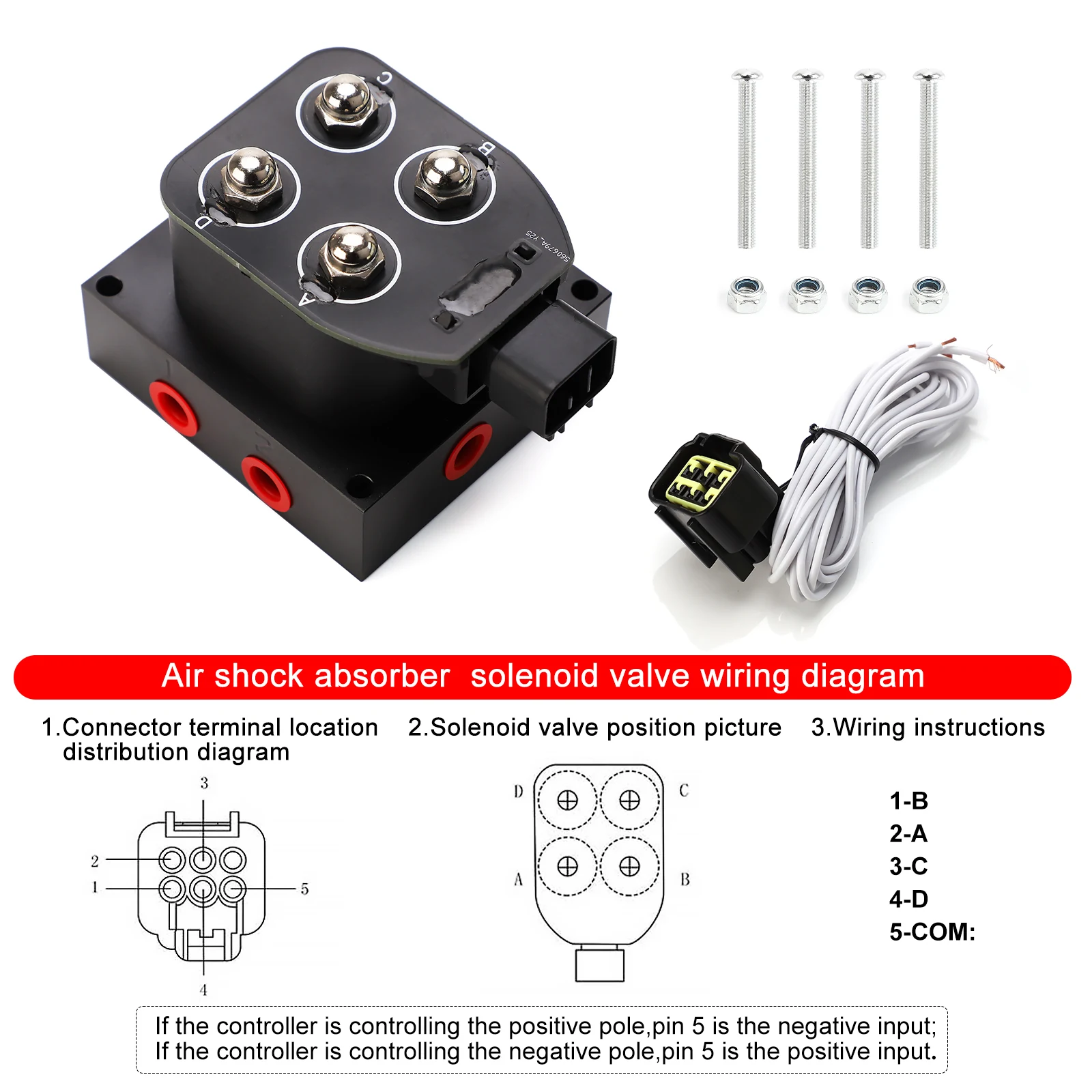 12V Solenoid Valve Air Ride Suspension Manifold Valve 0-200psi/0-300psi Pneumatic Shock Absorber For Auto Fast Control fbss