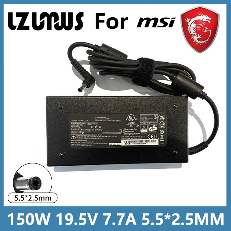 19.5V 7.7A 150W 5.5*2.5MM Adapter do laptopa MSI GS60 GS70 GE62 GS40 GS63 GL62 MS-16H7 MS16H Ghost Pro606 Ładowarka ADP-150VB B