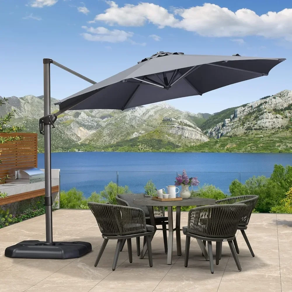 

10 Feet Patio Umbrella ,Outdoor Cantilever Round Umbrellas, Aluminum Offset Umbrellas, with 360-degree Rotation, Patio Umbrella