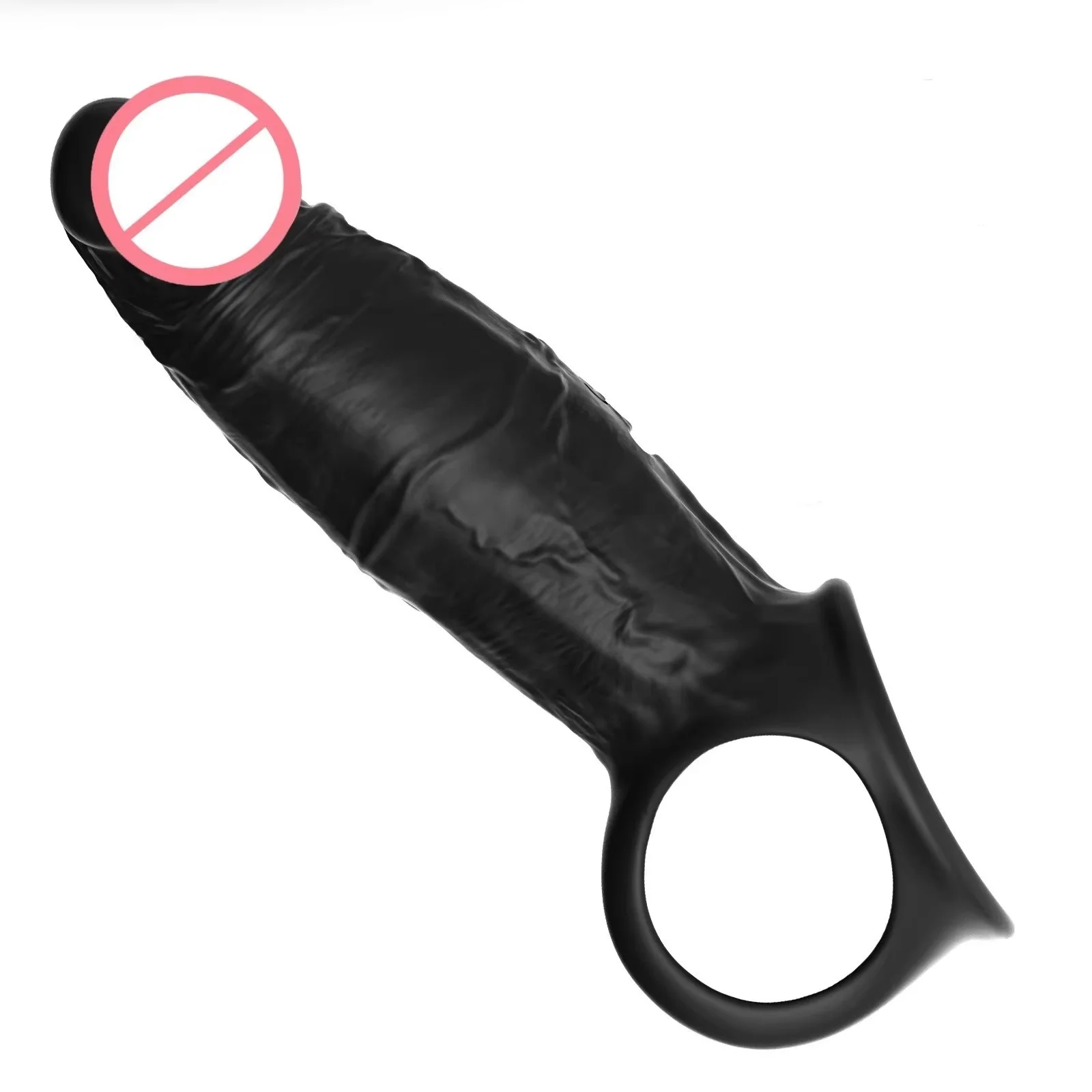Liquid Silicone Male Penis Enlargement and Thickening Sleeve Vibrating Penis Locking Ring Delayed Ejaculation Sex Toy for Men