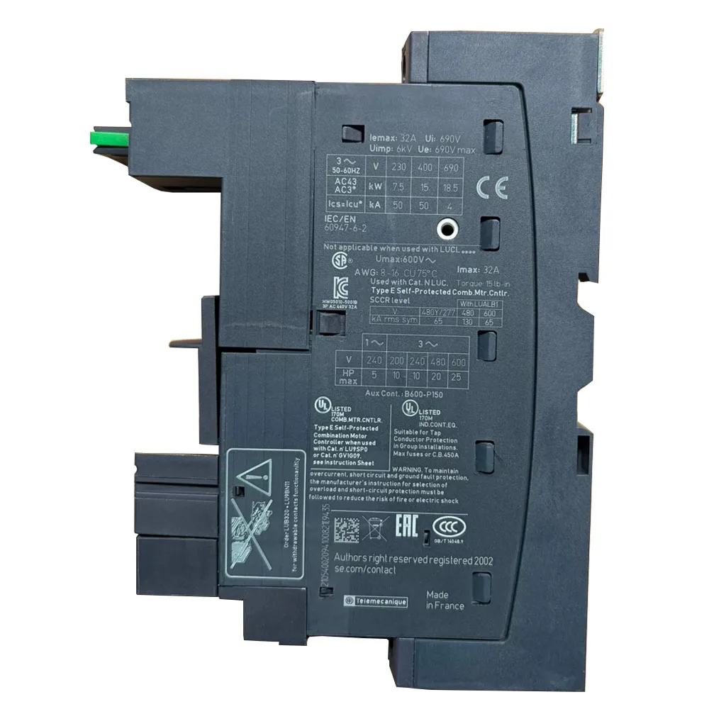 LUB32 Non-reversing Power Base, 32A LUCA18FU Standard Control Unit, 4.5~18A, 110-240V AC/DC, Class10 Electric motor starter