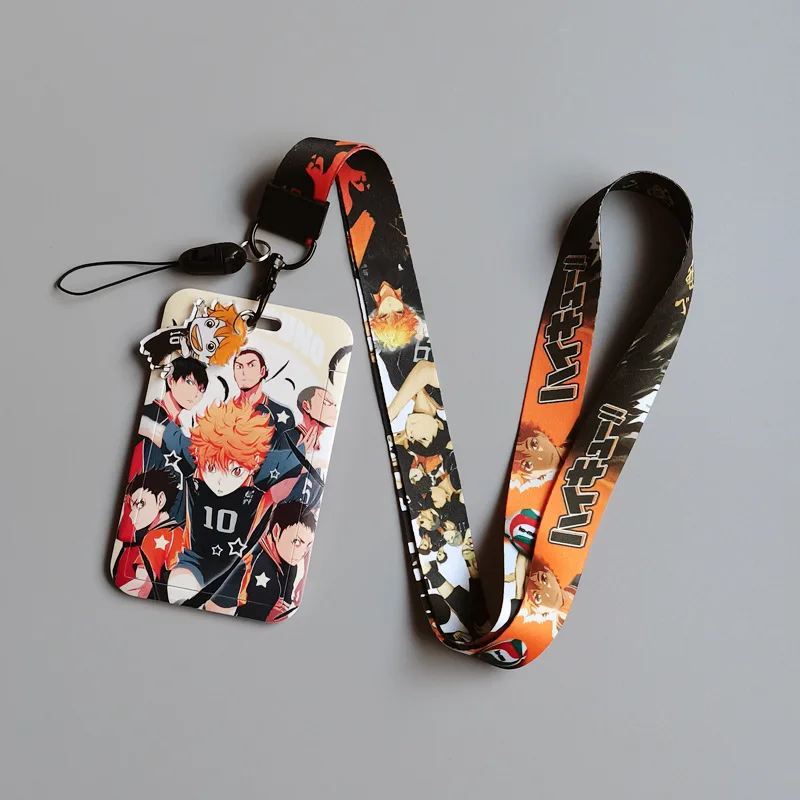 Anime Haikyuu Card Holder PVC Cards Protective Covering with Lanyard Cartoon Key Accessories Pendant Decoration Student Gift Toy - view 3