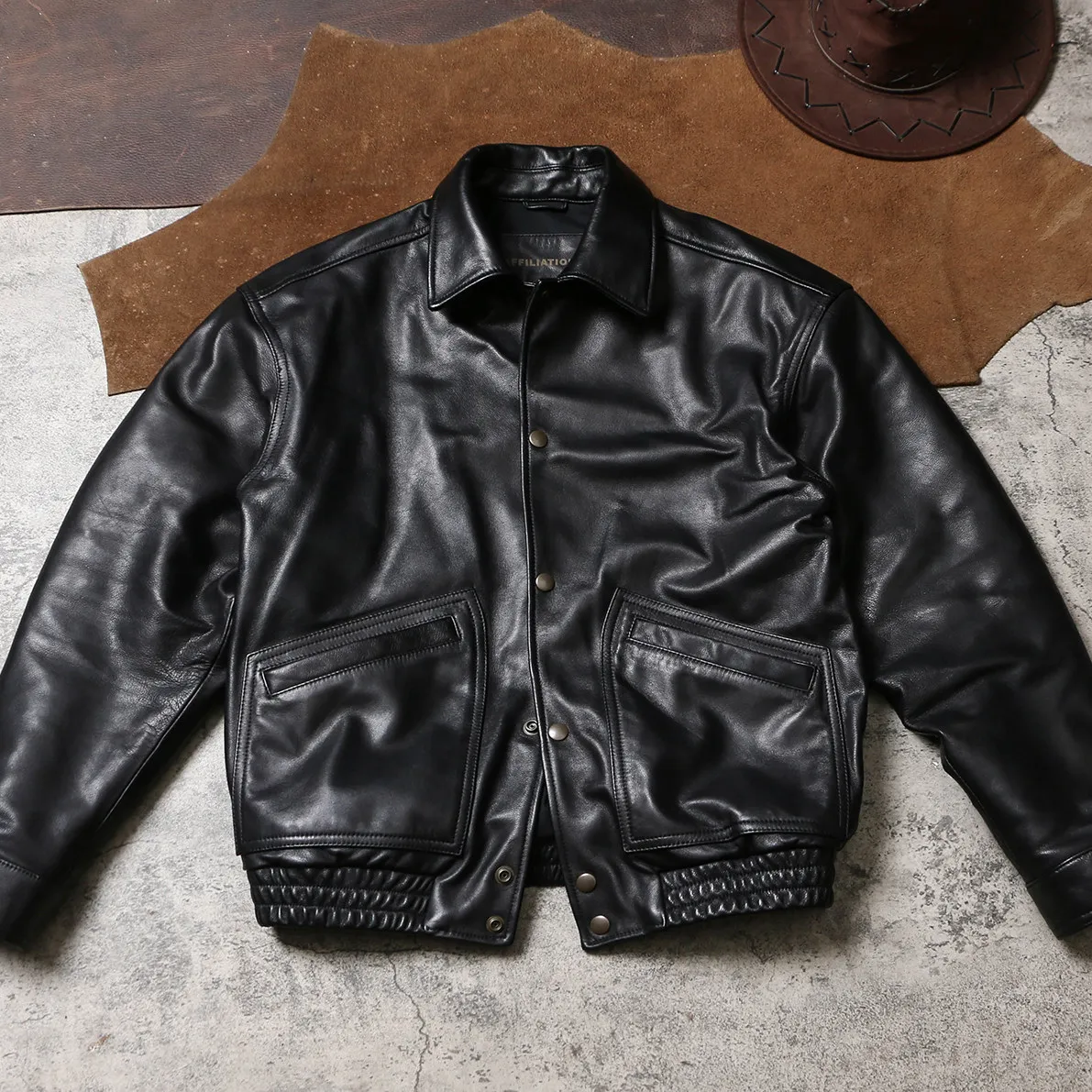 Black Spring Leather Jacket Men Retro Style Plus Size 5XL Genuine Natural Sheepskin Turn-Down Collar Single Breasted Loose Coat