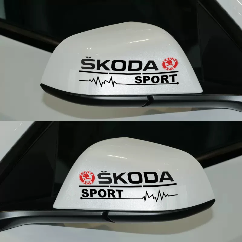 2PCS Car Rearview Mirror Stickers Auto Body Decor Decal For Skoda Octavia 2 3 Fabia A7 Rapid Superb Kamiq Kodiaq Car Accessories