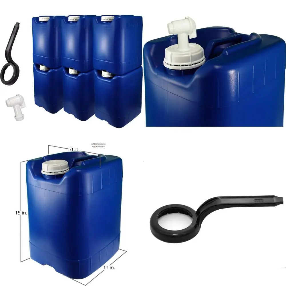 Contenedores de almacenamiento de agua de emergencia Blue Samson Stackers de 5 galones, paquete de 6, 30 galones, nuevos, limpios, en caja, de alta capacidad