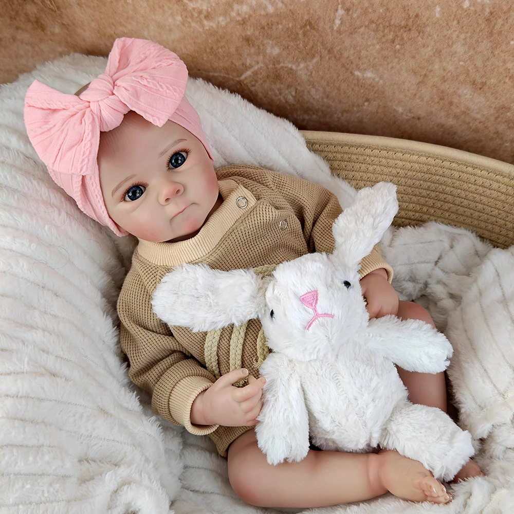 Muñeca Reborn realista de 46cm con acabado como bebé Real, muñeca artística hecha a mano, piel pintada en 3D con venas visibles, extremidades de vinilo