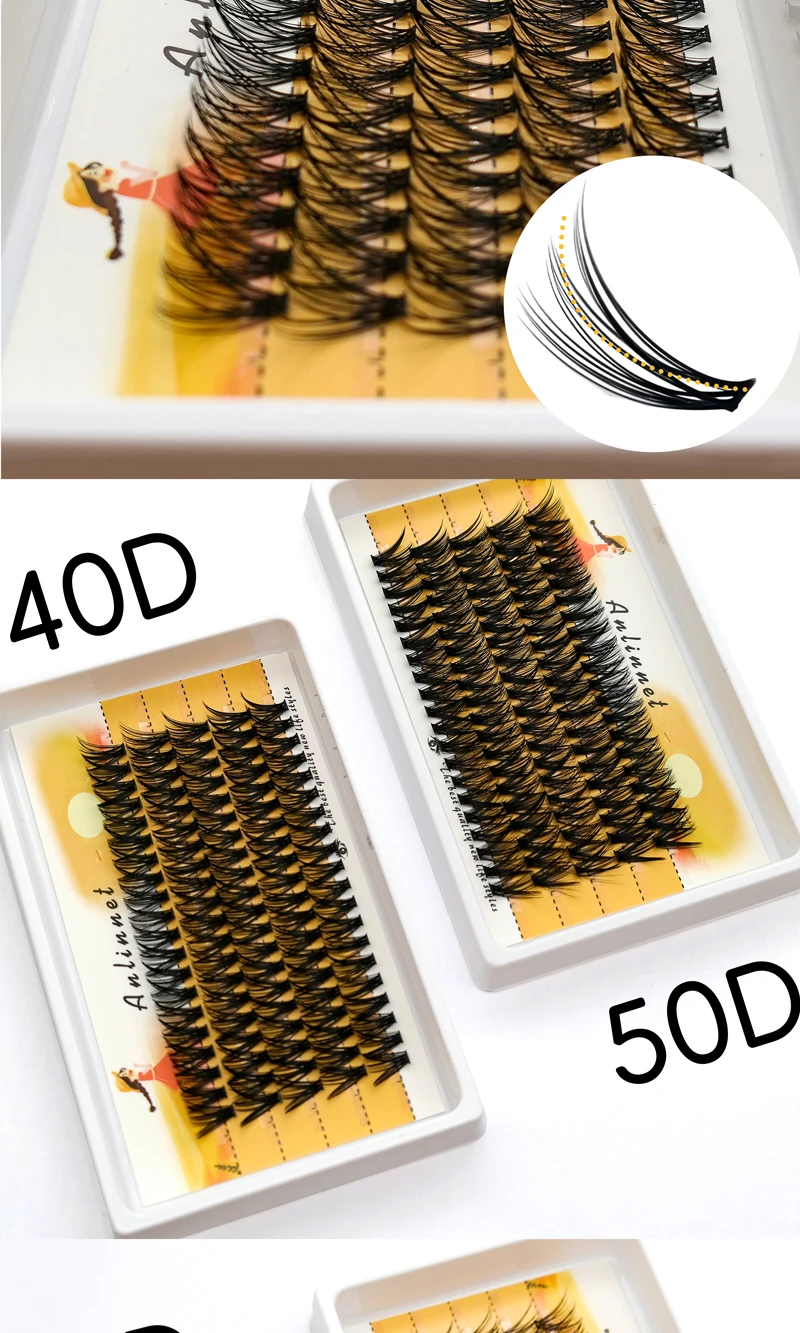 ANNINNET 5 Reihen 100 Cluster, natürliches Make-up für falsche Wimpern, weiche Wimperncluster, professionelle Wimpernverlängerung – Detail 6