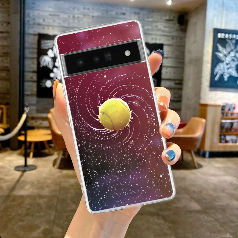 Tennis Ball Phone Case For Google Pixel 8 7 6 Pro Soft TPU Shell For Pixel 6A 5 4 5A 4A 3A XL 5G Silicone Shockproof Clear Cover image 4