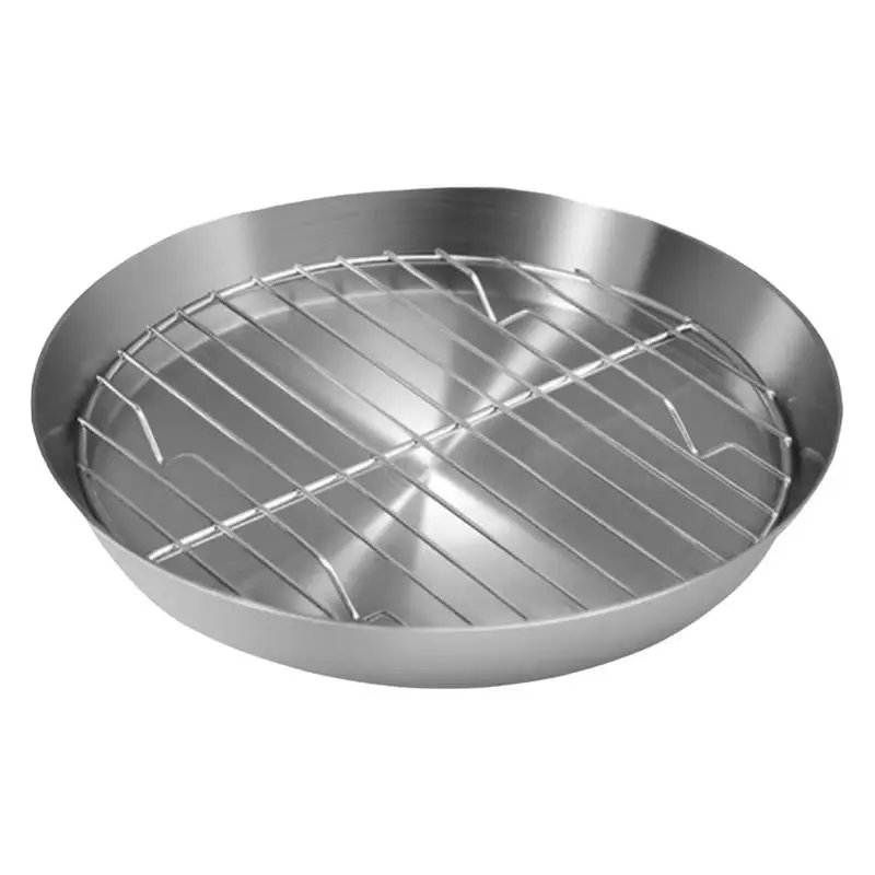 

304 Stainless Steel Baking Tray Air Fryer Baking Tray Barbecue Tray Circular Drain Tray Multi-purpose Tray Kitchen Accessories