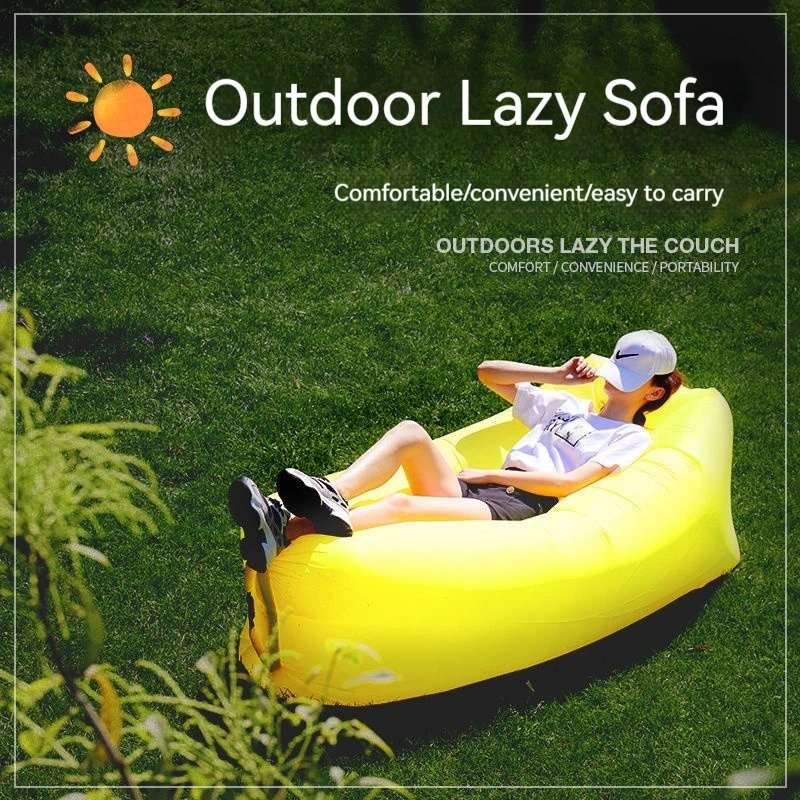 Outdoor Lazy Inflatable Sofa Fast Inflatable Thick Portable Camping Sofa Cushion Recliner Folding Air Cushion