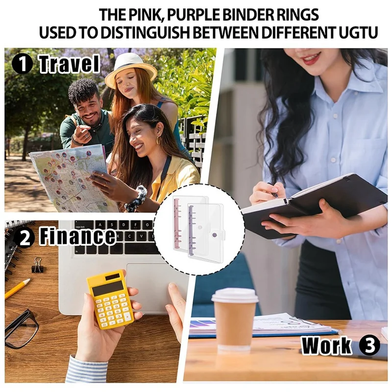 Classeur à Anneaux en PVC Souple à 6 Anneaux avec Bouton-Pression, Couverture de Reliure, Clair, Budget, pour Licence Quotidienne, 2 Paquets