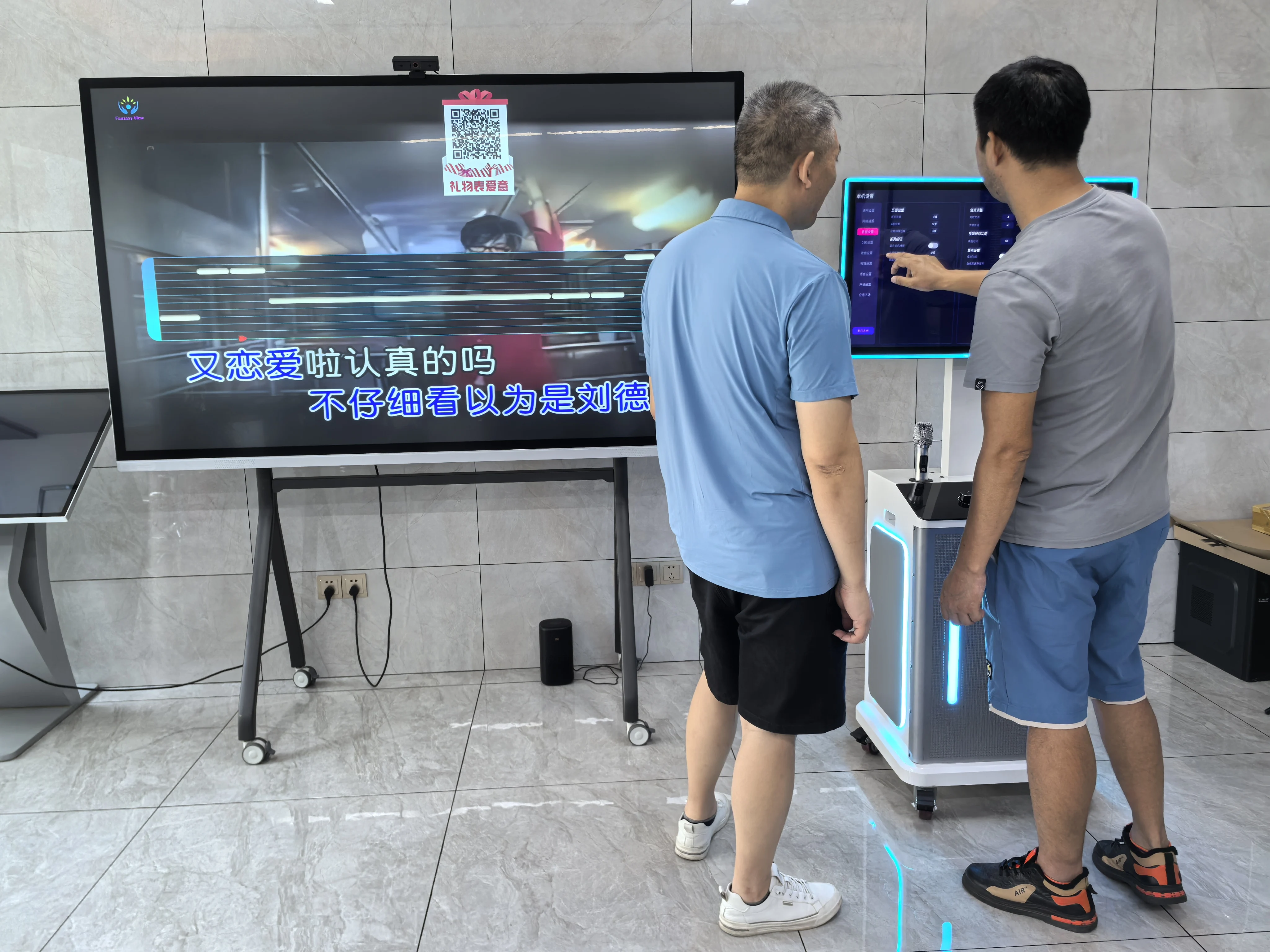 Home Karaoke Machine with Wireless Condenser Microphone Mobile Phone Compatible Karaoke Studio Microfono with Screen view 5