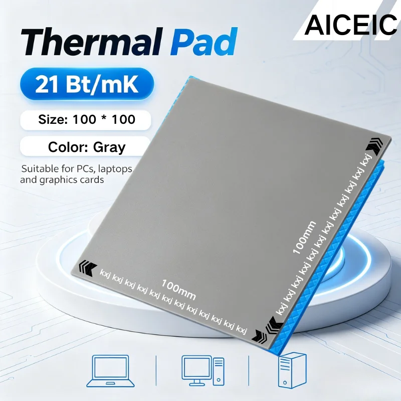 21W/mK High Thermal Conductivity Silicone Thermal Pad 80x40 100x100mm GPU CPU Cooling Pad For Laptop Graphics Card Heatsink