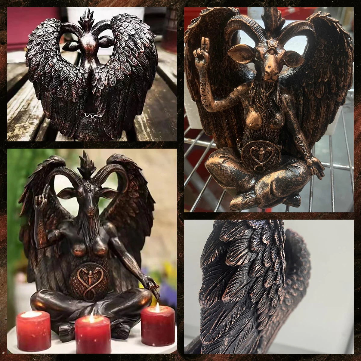 Gran oferta estatua de cabra de Satán Alchemist Samael Lilith Baphomet artesanía de resina decoración religiosa decoración de estatuilla de Satán negro