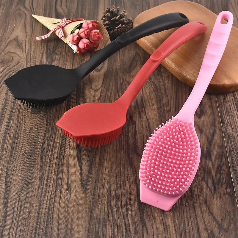Silicone Silicone Long Handle Pot Scrubber, Kitchen Brush for Non-Stick Pans, Oil Removal Scraper Tool with Hanging Hole - Aliexpress Deal