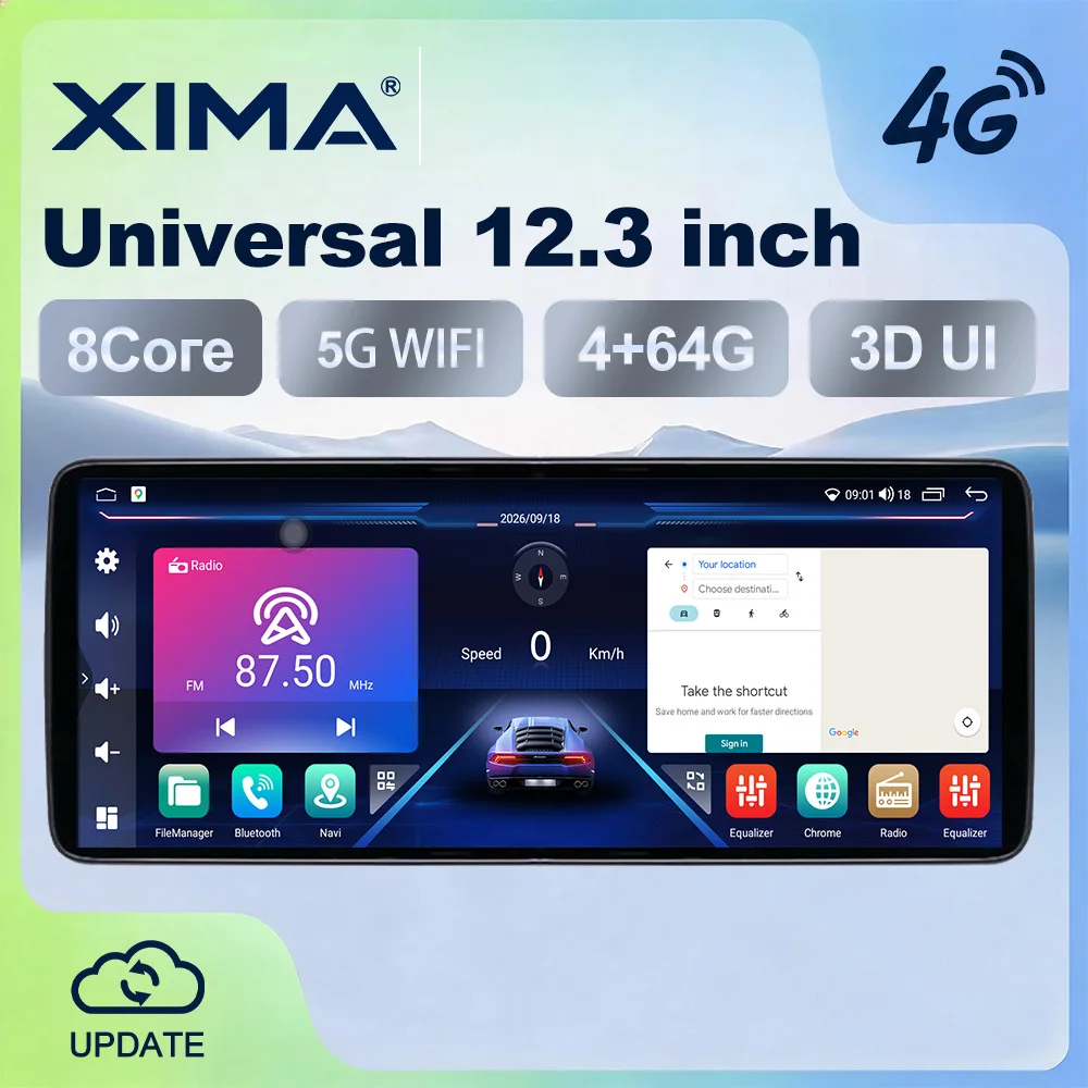 12.3 inch Universal Android 14 Carplay Car Radio gps 4G Stereo For Benz BMW Audi Honda Hyundai Kia Toyota LADA 9/10
