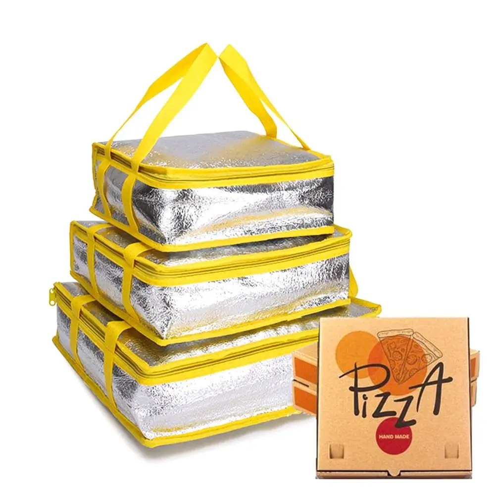 Pizza Bag Meal Delivery Bag Silver Replacement Takeaway Thermal Warm Cold Bag 6/8/10/12 Inch 1pcs Waterproof Insulation Bag