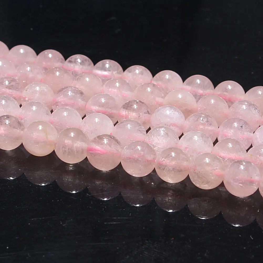 Natural Round Pink Morganite Fine Gemstone Loose Beads 6 8mm For Necklace Bracelet DIY Jewelry Making 15inch Strand