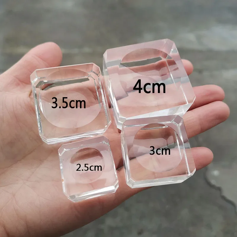 10pcs Transparent  Crystal Ball Stand Glass Sphere Square Dimple Display Base Holder Home Decor Ornaments Gift Paperweight