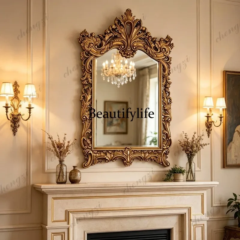 2003 French fireplace mirror American luxury bathroom mirror living room porch wall decoration makeup mirror