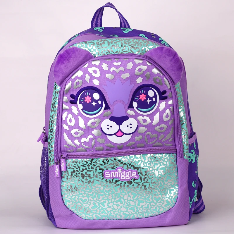 Australia smiggle purple leopard schoolbag students reduce the burden of backpack kettle stationery set children's gifts