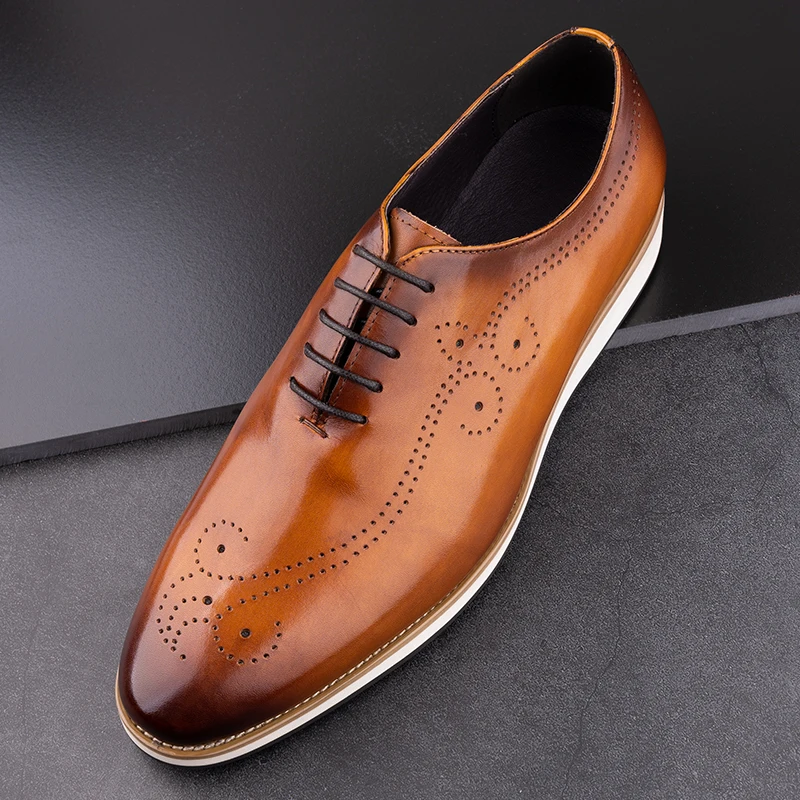 Fashion Men Shoes Leather Oxfords For Men Zapatos De Hombre Elegant Design Comfortable EVA Rubber Bottom Dress Office Man Shoes